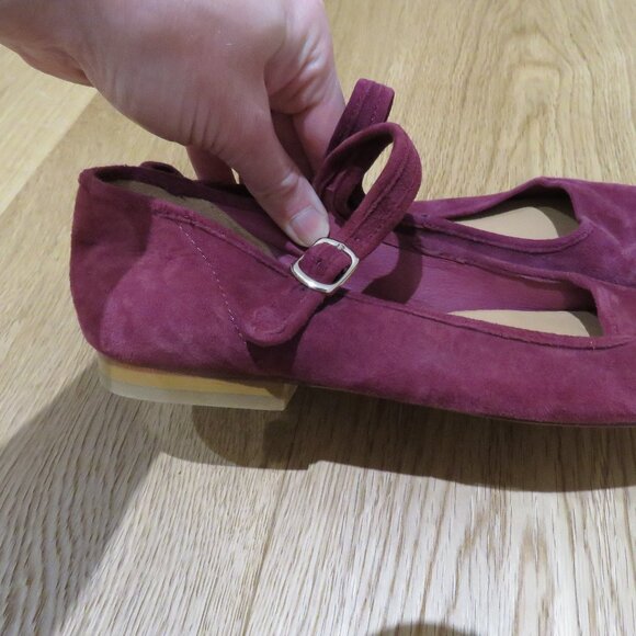 CARON CALLAHAN Ellie Mary Jane Flat Shoes Mulberry Suede Quiet Luxury Academia - Picture 8 of 14